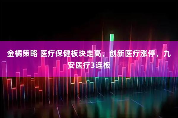 金橘策略 医疗保健板块走高，创新医疗涨停，九安医疗3连板